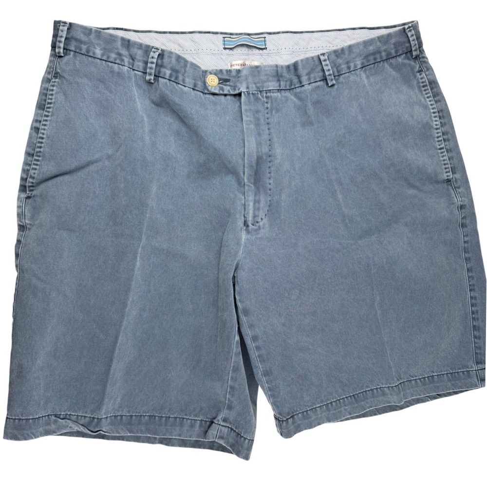 Peter Millar Mens Blue Pima Cotton Chino Shorts Size 40 Classic Flat Front Golf